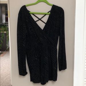 Urban Outfitters Ecote black velvet romper